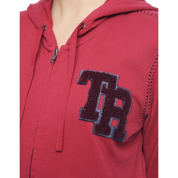 New Womens Designer True Religion Patch Hoodie Jacket Baseball Stitch Red XS NWT - Picture 3 of 8
